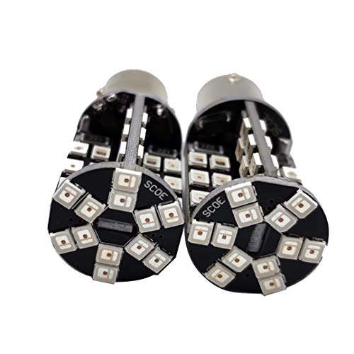 Scoe P21/4W Led Light Bulbs 60-Smd Super Bright Baz15D Led Bulbs For Brake Stop Lights, Tail Lights, Rear Side Marker Lights Pack Of 2(Red) #TOP2