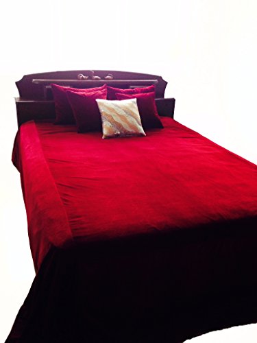 Amore Beaute Handmade 6 Piece Dark Red Velvet Luxury Bedspread with Cushion Covers - Couture Bed Cover in Luxe Velvet - Deep Red Coverlet - Bedspread with 5 Cushion Covers - Velvet Cushion Covers - Red Bedding - Gift - Registry - Wedding - Christmas - Anniversary - Valentine - Eclectic Bedding - Eclectic Bedroom Decor - Image 4