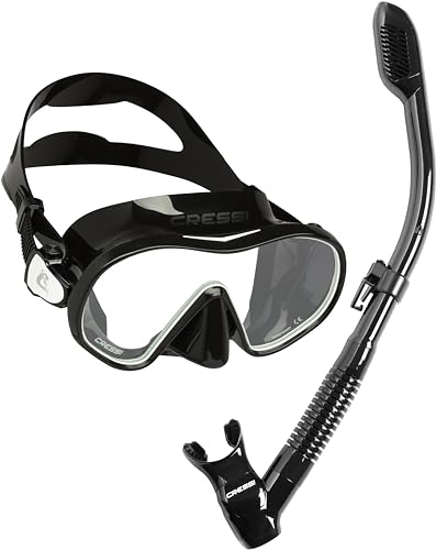 Cressi F-Dual & Supernova Dry Mask & Snorkel Kits, Black/White