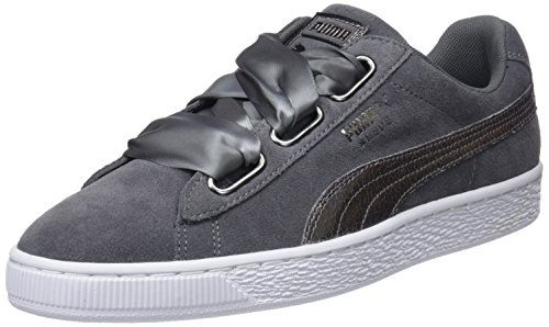 PUMA Women's Suede Heart Lunalux Low-Top Sneakers, Smoked Pearl, 6 UK