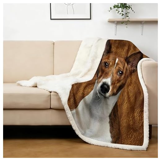 BlessLiving Basenji Throw for Dog Lover Soft Animal Puppy Sherpa Fleece Blanket for Bed Couch Pet and Dog Lovers Home Throw Blankets (Throw, 50 x 60 Inches)