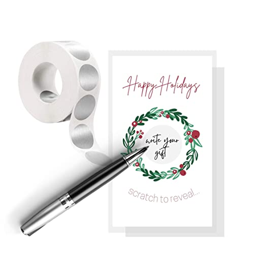 Cartes de voeux à gratter couronne de Noël premium 5,1x8,9cm papier cartonné rigide