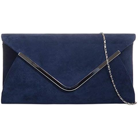 fi9® PLAIN SUEDE BRIDAL WEDDING EVENING CLUTCH PARTY PURSE HAND BAG (Navy Blue) Cover