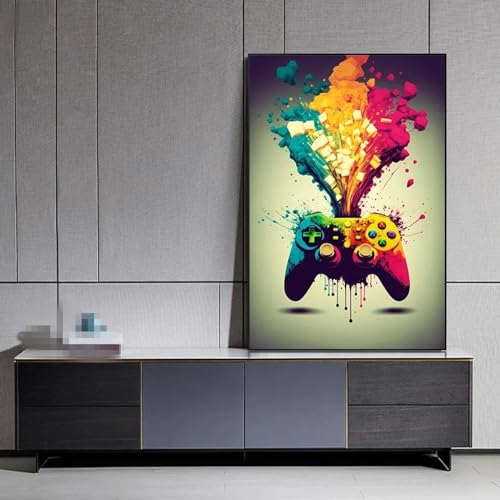 Impression sur toile gamer KEBIA art mural de haute précision déco graffiti abstrait couleur