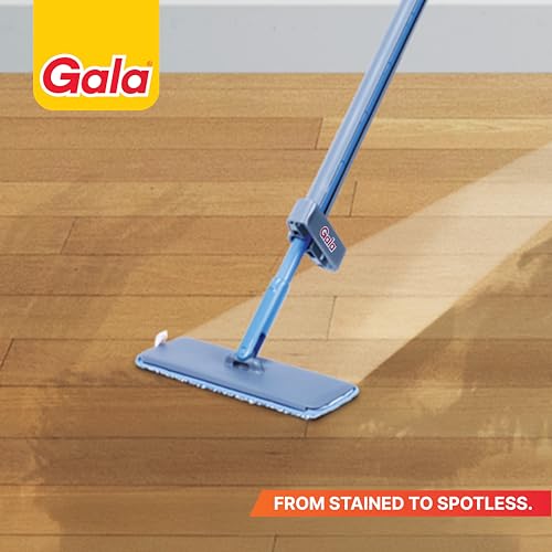Image of Gala Flat Mop for Floor Cleaning | Hands Free Easy Squeeze Mechanism | Extra Microfiber Flat mop Refill| Stainless Steel Handle