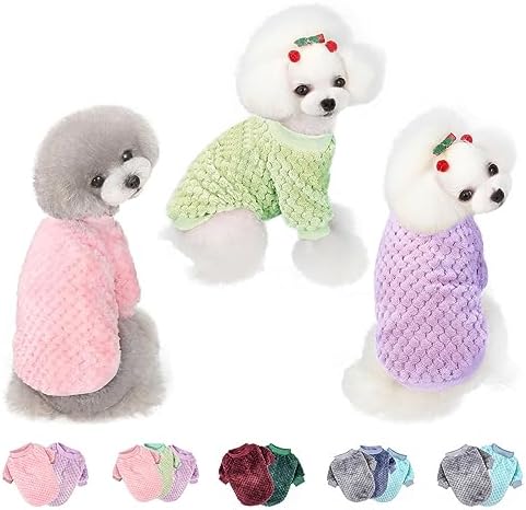 Dog Sweater, 2 or 3 Pack Dog Sweaters for Small Medium Dogs or Cat, Warm Soft Flannel Pet Clothes for Dogs Girl or Boy, Dog Shirt Coat Jacket (X-Small, Pink+Purple+Light Green)