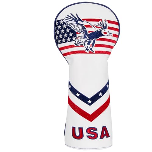 brdejc Golf Club Cover USA Eagle Putter Cover Driver Covers Fariway Wood Headcover Hybrid Cover Blade Putter Headcover Leather Golf Headcovers for All Brand (for Driver)