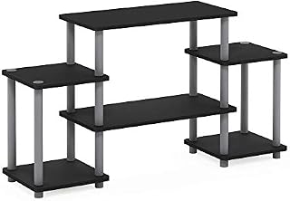 Furinno Turn-N-Tube No Tools Entertainment Center, TV Unit, TV Stands, Black/Grey,105.4 (W) x 58 (H) x 29.5 (D) cm