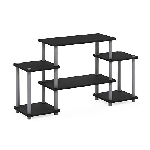 Furinno Turn-N-Tube No Tools Entertainment TV Stands, Black/Grey