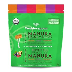 Wedderspoon Organic Manuka Honey Lollipops, Variety Pack, 24 Count (Pack of 1)| Genuine Manuka Honey + Vitamin C| No Artificial Flavors or Dye| Feel Better Lollipop for Kids & Grown-ups
