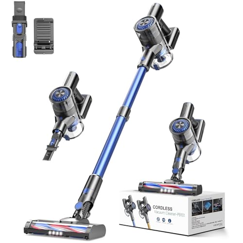Cordless Vacuum Cleaner, Vacuum Cleaner for Home with 80000 RPM High-Speed Brushless Motor, Up to 40 Mins Runtime, 2 Adjustable Suction, Anti-Tangle, Lightweight Stick Vacuum for Hard Floor