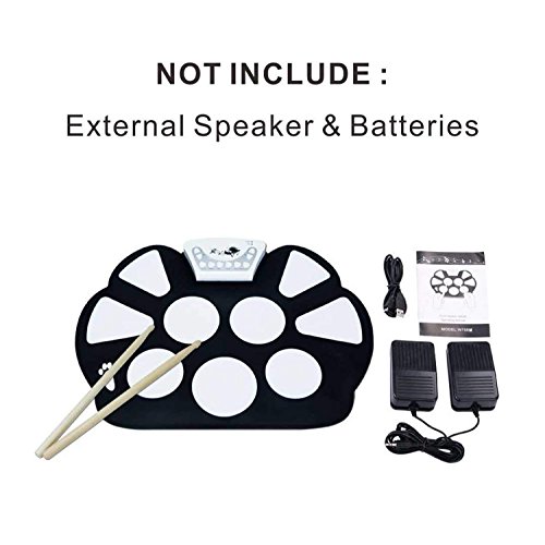 Vazussk Portable Usb Electronic Roll Up Drum Pad Kit Silicon Foldable Drum Set With Stick Foot Switch Pedal #TOP6
