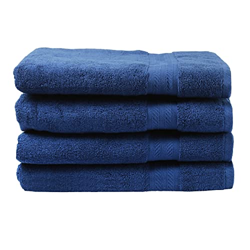 Image of FRESH FROM LOOM Luxury Edition 600 GSM Egyptian 100% Pure Cotton Towel |High Water Heavy Towel | Soft Dual Stitched Bath Towel for Men & Women | No Hand Touch Production (27x54 inch | Blue)-4pc