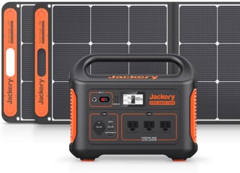 Jackery Solar Generator 1000, 1002Wh Capacity with 2xSolarSaga 100W Solar Panels, 3x1000W AC Outlets, Portable Power Station Ideal for Home Backup, Emergency, RV Outdoor Camping