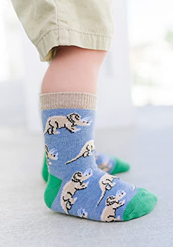 Image of Jefferies Socks Boys Fashion Novelty Dinosaur Stripes Pattern Variety Crew Socks 9 Pair Pack