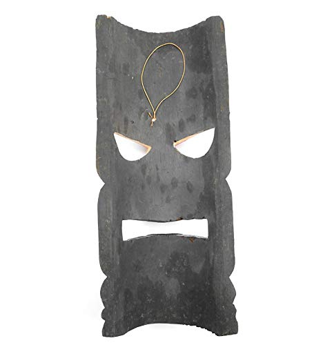 Coco Papaya Maschera Tiki 30 cm in legno motivo floreale. Decorazione Tahiti