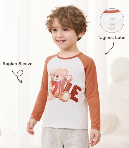 Toddler Boys Girls Long Sleeve Shirts Viscose Made from Bamboo Crewneck Tee Soft T-Shirt Top Kids Clothes 2-5T4