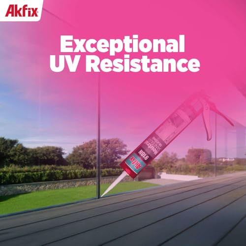 Akfix 918N Black 100% Silicone Caulk for Kitchen and Bathroom (2x10.5 fl.oz.) - Solvent-Free, Low Odor, UV & Water Resistant, Fast Curing, Non-sag, High Elasticity Silicone Sealant | Black, 2 Pack