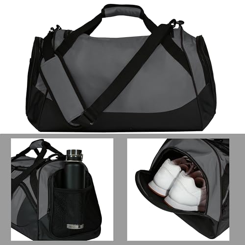 Gym Bag with Shoe Compartment for Men and Women -Durable, Water-Resistant Sports Duffel for Fitness, Travel, and More (Gray)3