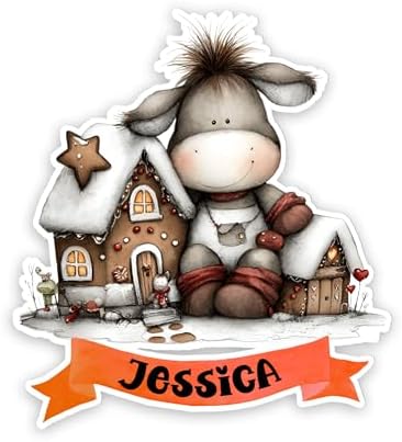 Precious Personalized Name Shield Tag Set Cozy Whimsical Animal Lovers Winter Character Setup Glossy Vinyl Sticker Cute Ideas for Friends Coworkers Family Spontaneous Surprise image 5