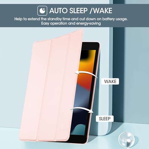 Image of ProCase for iPad 9th / 8th / 7th Generation Case 10.2 Inch (2021 /2020 /2019 Release), 10.2 iPad Case 9th / 8th / 7th Gen Cover, Slim Smart Cover with Translucent Hard Shell Back -Lightpink