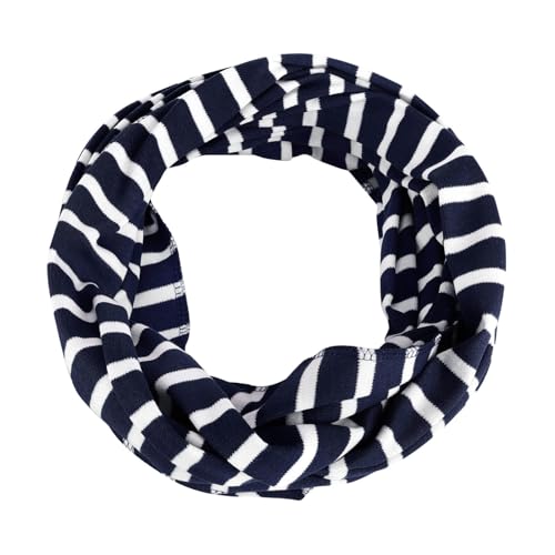 modAS Unisex Loopschal einlagig mit Streifen - Gestreifter Rundschal aus Baumwolle in Blau-Weiß