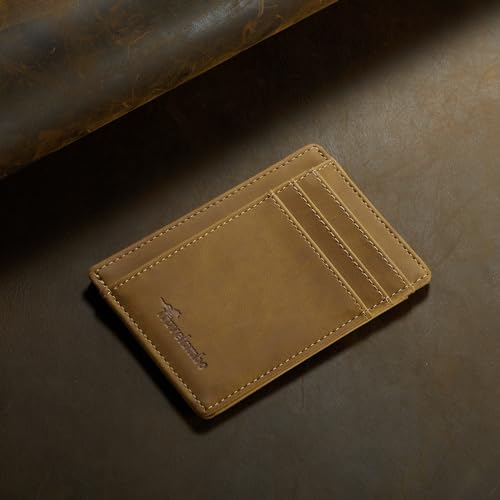 Image of Travelambo Slim Wallet Front Pocket Minimalist Leather RFID Blocking Medium Size