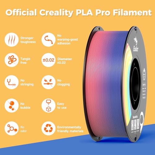 Image of Official CREALITY 3D Printer Filament 1.75mm, Rainbow PLA+ Plus Pro Filament Toughness Upgraded, Ender PLA + Rainbow, 1kg Spool (2.2lbs), Dimensional Accuracy ±0.02mm, Fit Most 3D Printers