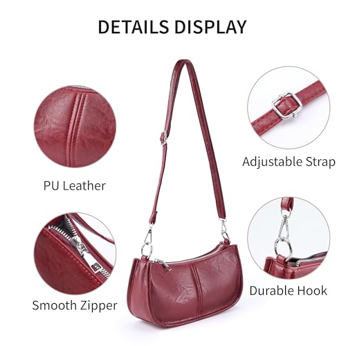 Shoulder Bag for Women, Roomy Leather Y2K Purse with Smooth Zipper and Adjustable Strap, Durable Hook Y2K Bag4