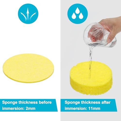 Image of uxcell Soldering Sponge 1.97 inch x 1.97 inch Round Sponge Replacement Welding Soldering Iron Tip Cleaning Pads Soldering Iron Special High Temperature Sponge Yellow 20pcs