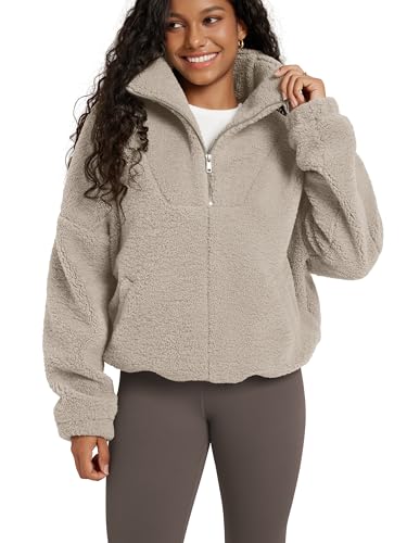ODODOS Women's Sherpa Fleece Half-Zip Pullover - Cozy Warm Long