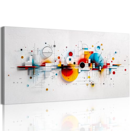 SERIMINO Colorful Abstract Large Wall Art, Geometric Dot Line Minimalist Canvas Prints Paintings, Modern Aesthetic Pictures Wall Decor Living Room Bedroom Game Room, Office Decor Artwork 20"X40"