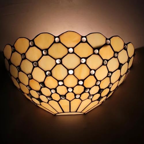 GAUUA Scala Lampada da Parete Vetro Retro Tiffany Camera da Letto Lampada da Parete Interno Ø30cm E27 per caffè Soggiorno Ufficio Bar Illuminazione da Parete