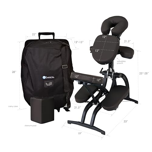Image of EARTHLITE Portable Massage Chair AVILA II - Premium Folding Spa /Massage /Tattoo Chair incl. Rolling Carry Case