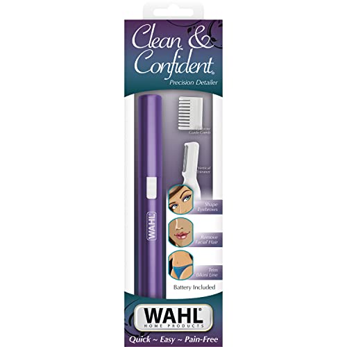 Wahl Clean & Confident Female Battery Pen Trimmer & Detailer With Rinseable Blades For Eyebrows, Facial Hair, & Light Grooming- Hygienic Grooming & Easy Cleaning With Battery Included - Model 5640-100 #TOP6