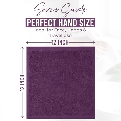 Image of DAN RIVER 24 Pack Wash Cloths for Showering [12x12] - 100% Cotton Washcloths Premium Quality Flannel Face Cloths for Bathroom, Highly Absorbent and Soft Feel Wash Clothes, Purple Passion