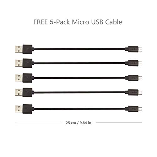 AVLT 7 Port USB Charging Station with Quick Charge for Multiple Devices - 5 Pack 9.8" Micro USB Cables Included - Docking Stations & Device Organizer for Family, Office, Hotel