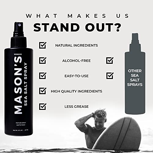 Mason's Pomade - Sea Salt Spray, Sea Salt Texturizing Hair Products For Men, Natural Hair Spray For Beach Hair Look, Volumizing Sea Salt Hair Spray, Water-Based, Matte Finish, 8 Oz #TOP4