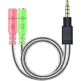 MillSO Kopfhörer Adapter Splitter 3.5mm Audio Klinke Y Kabel (3.5mm Stereo Klinkenstecker auf 2X 3,5mm Buchse) für PC Gaming Headset (Nicht für Zwei Kopfhörer), PS4, Xbox One, Smartphones und Laptop