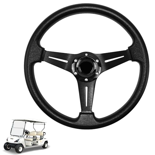 LOSCHEN Golf Cart Steering Wheel Universal Design for Club Car Ds and Precedent EZGO RXV & TXT, for Yamaha Golf Cart Steering Wheel-Black Strip