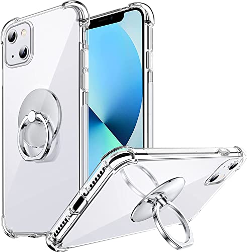 Silverback Coque Compatible avec iPhone 14 Plus, Coque avec Support à Anneau Rotatif à 360 Degrés,Coque Mince en TPU Souple Antichoc pour iPhone 14 Plus, Transparente Cover