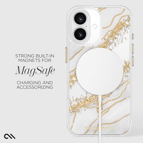 Case-Mate iPhone 16 Case [Compatible with MagSafe] - Stylish Marble Phone Case with 12ft Drop Protection - Premium Magnetic Cover for iPhone 16 - Karat Granite by Case-Mate - Image 5