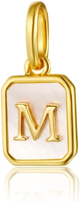 CAITLYNMINIMALIST 18K Gold Mother of Pearl Alphabet Letter Initial Charm Bead Pendant for Bracelet Necklace & Earrings
