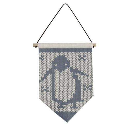 Pingouin en tricot nordique déco murale suspension en toile chambre