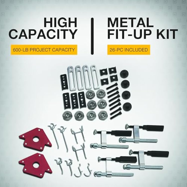 Klutch Mobile Welding Table, Welding Tools Metal Fit-Up Kit with Firm Grip Handle and Heavy-Duty Swivel Casters, Welding Equipment Welding Table Top