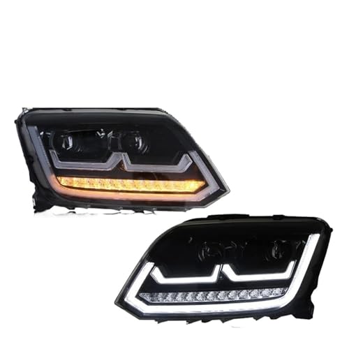 KUNYOS Faro PIL.DELANT.DCHO Para Amarok 2010 2011 2012 2013-2020 Par Faros LED Para Coche Faros DRL Intermitentes Ámbar Proyector Delantero Accesorios