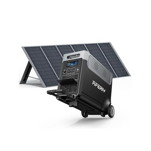 AFERIY Solar Generator 3840Wh Portable Power Station with 400W Solar Panel,LEP Battery,AC Output with 120V,3600W Solar Generator for Home Backup,Outdo