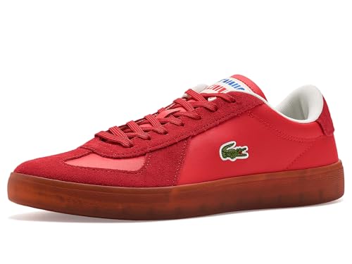 Lacoste Men's Baseshot Pro Leather Sneakers Red/Gum 10 Medium