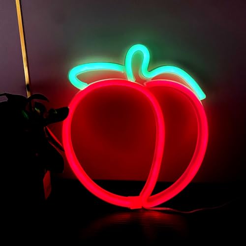 Image of Peach Neon Light Sign Handmade Lamp for Wall Room Party Home Bar Art Christmas Bedroom Table Wedding Party Desktop Decoration Teen Kids Birthday Holiday Gift USB Powered(Red Peach)