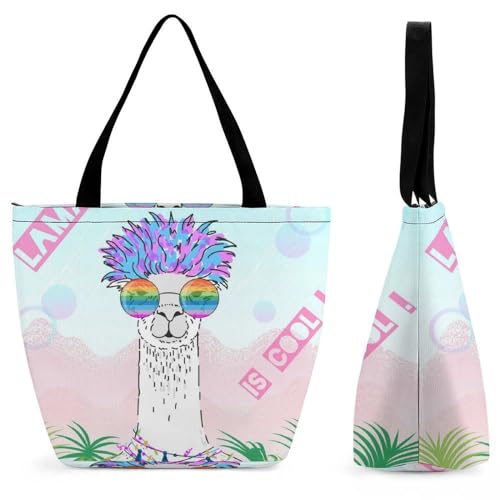 Sac shopping pour voyage Alpaga Cool : grand sac à bandoulière pour femme pratique au quotidien